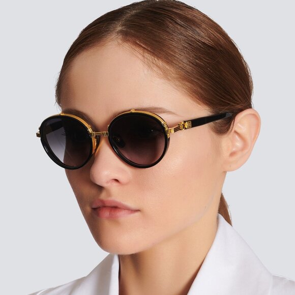 NEW BALMAIN CROISSY BPS-126A WOMEN GOLD/BLACK SUNGLASSES